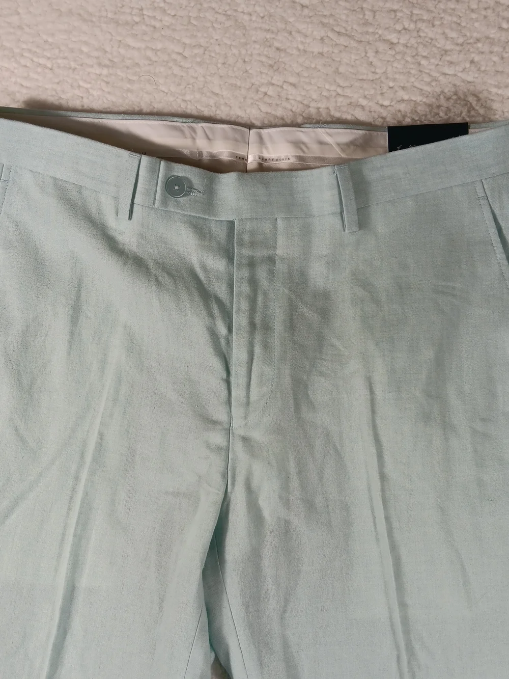 Perry Ellis Pants Men’s 34x30 Green Slim Fit Linen Blend Office Preppy Golf NWT